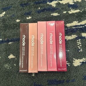 RHODE Peptide Lip Tint Set — Deep Plum, Nude Peach, Soft Pink, Rose, Berry